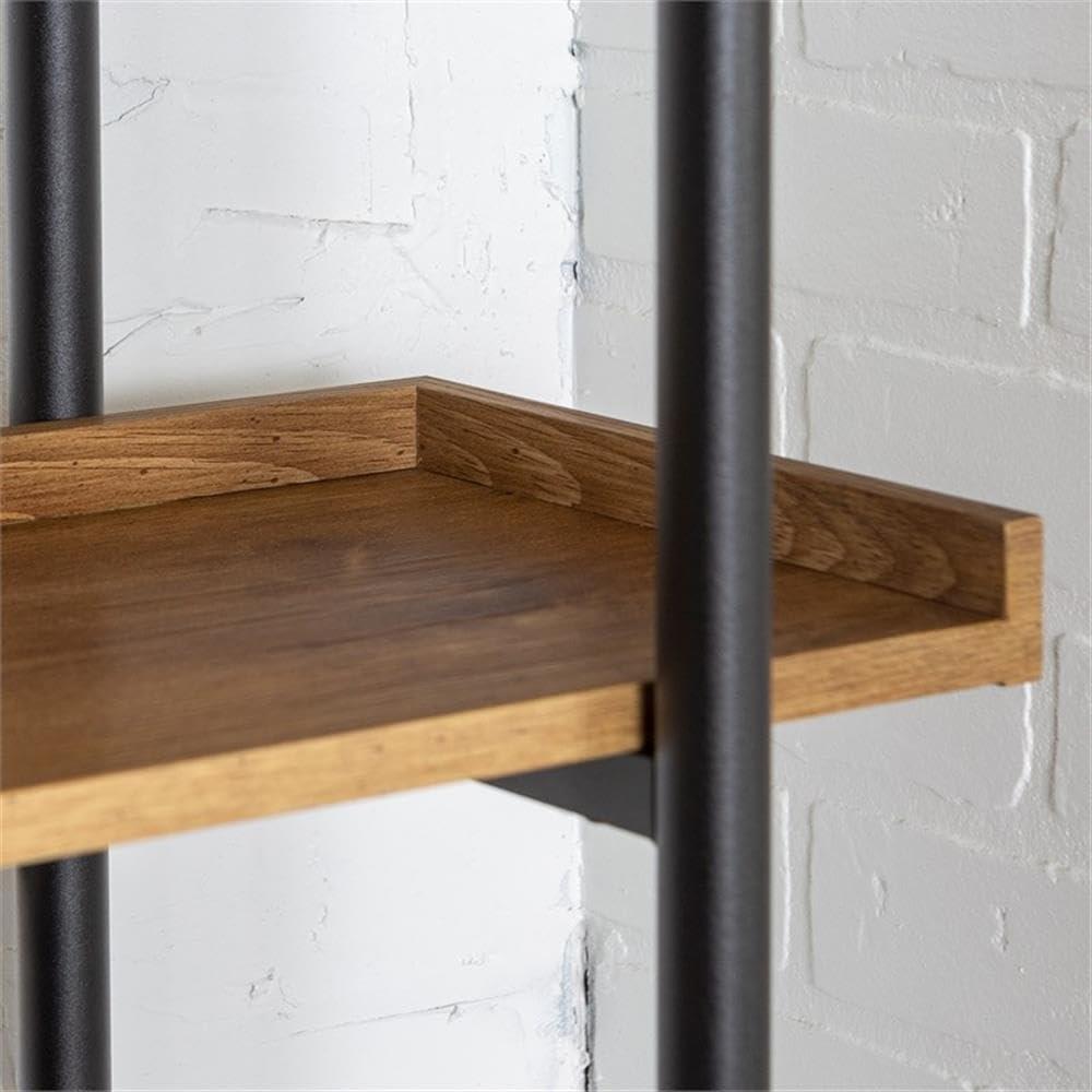 Walker Edison 5 Shelf Industrial Wood Metal Bookcase Tall Bookshelf Storage Home Office, 68 Inch, Driftwood