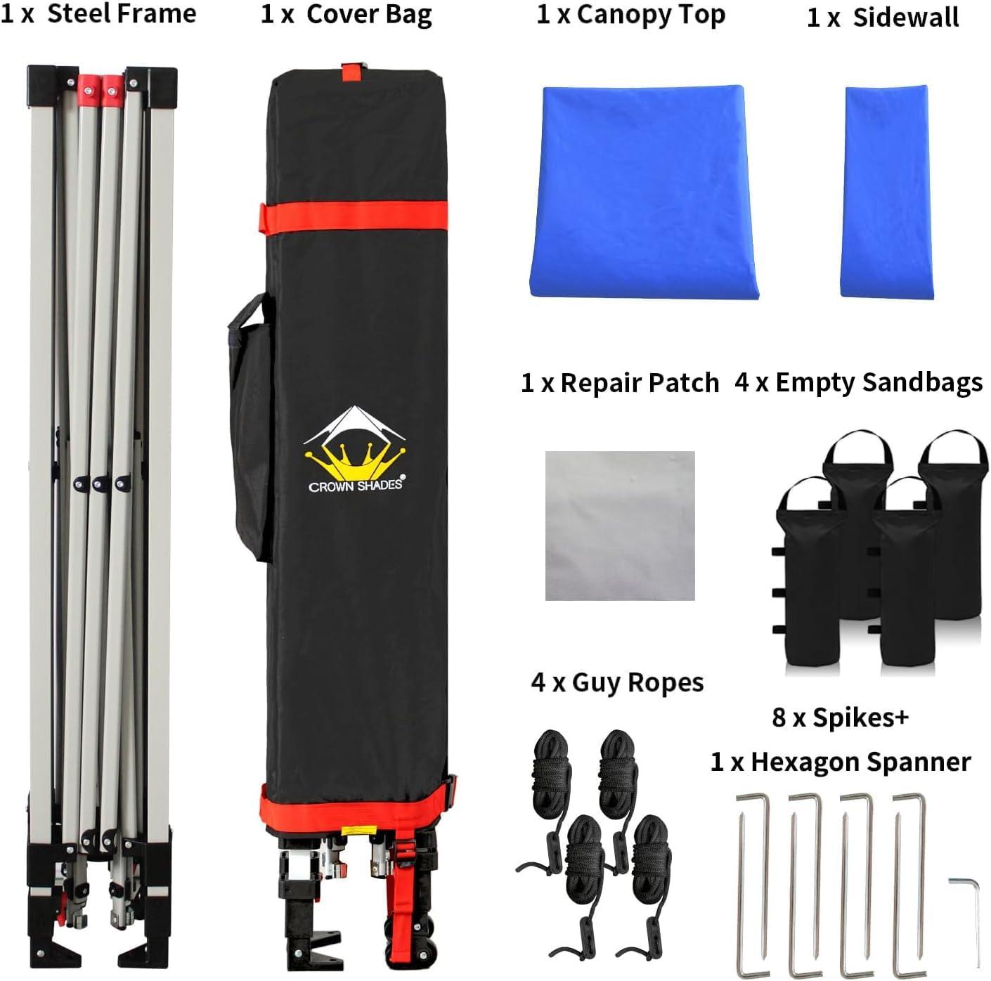 8x8 Recreational Centerlok Canopy & 1 Sidewall - Sto 'N Go, Silver Coated, 150D - RS64F-S1 Blue