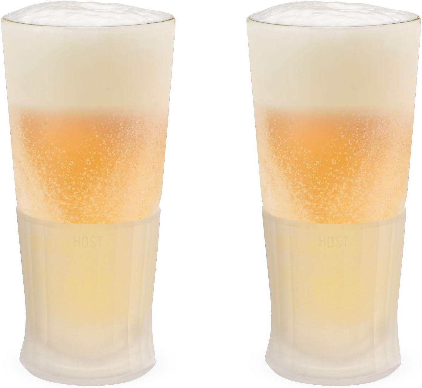 Glass Beer FREEZE Cooling Cups (Set of 2)