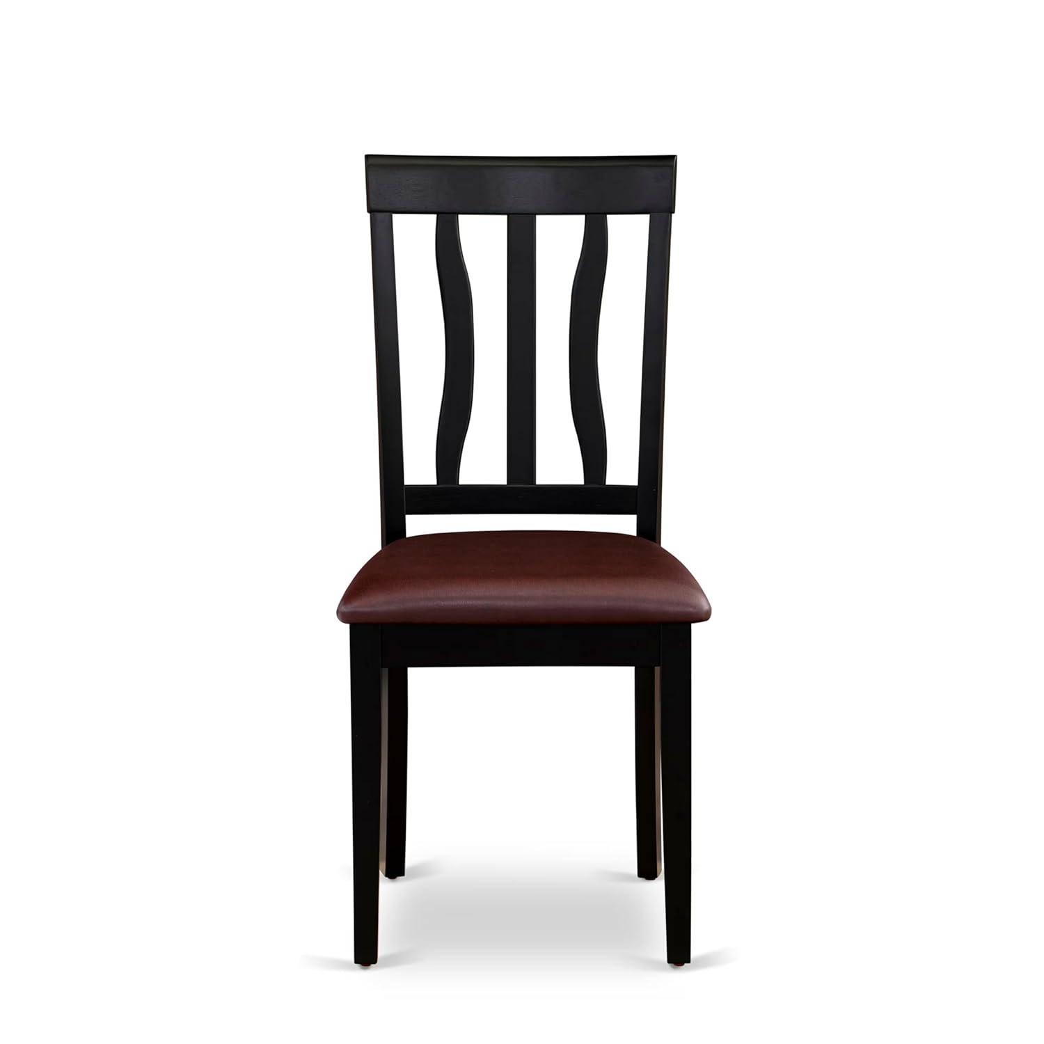 WEAN5-BCH-W East West Furniture 5 Piece Kitchen Table Set- a Dining Table and 4 Chairs, Black & Cherry(Seat Type Options) WEAN5-BCH-LC