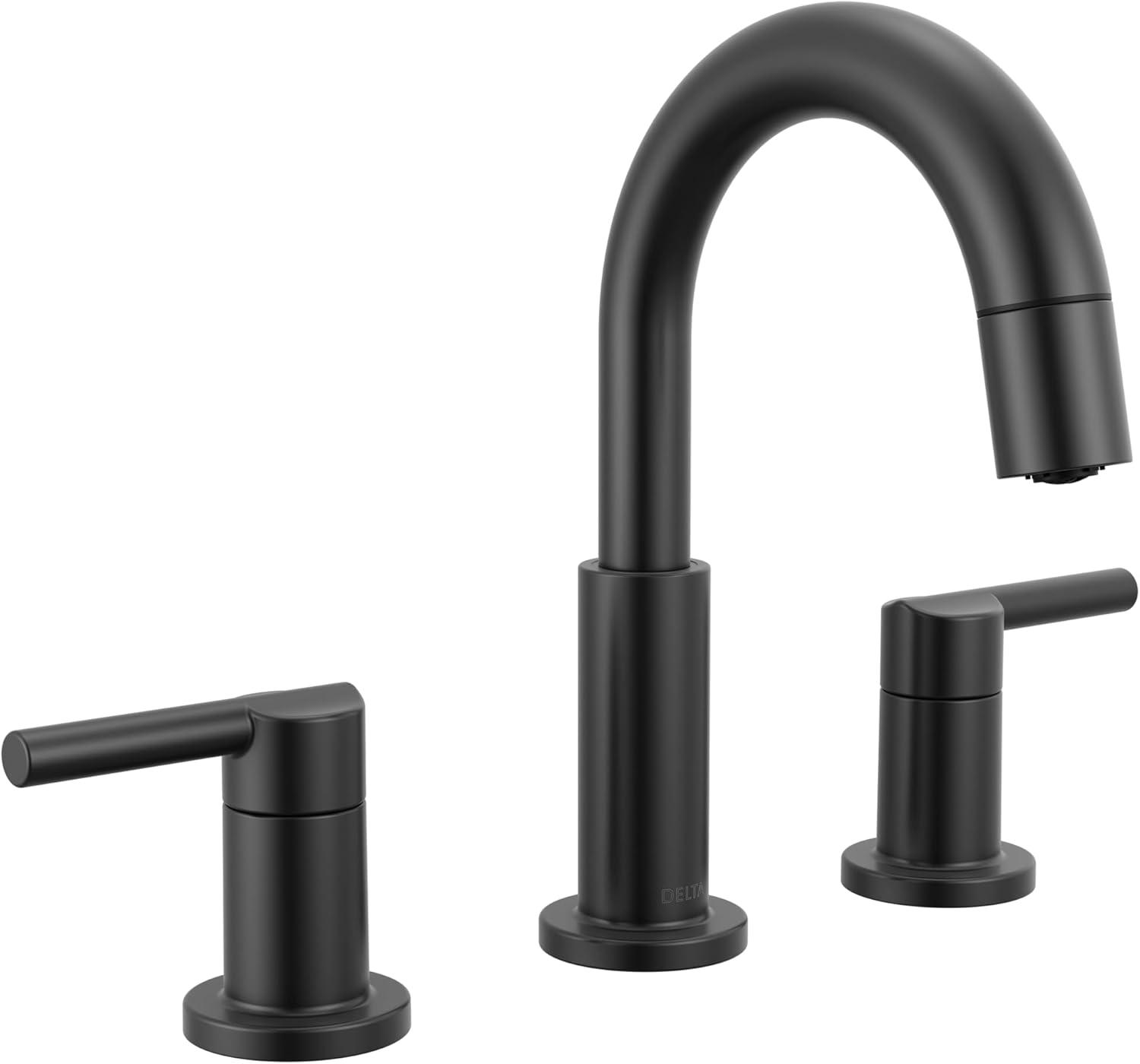 Nicoli Pull-Down Widespread Bathroom Faucet, Pull Out Sprayer Bathroom Sink Faucet