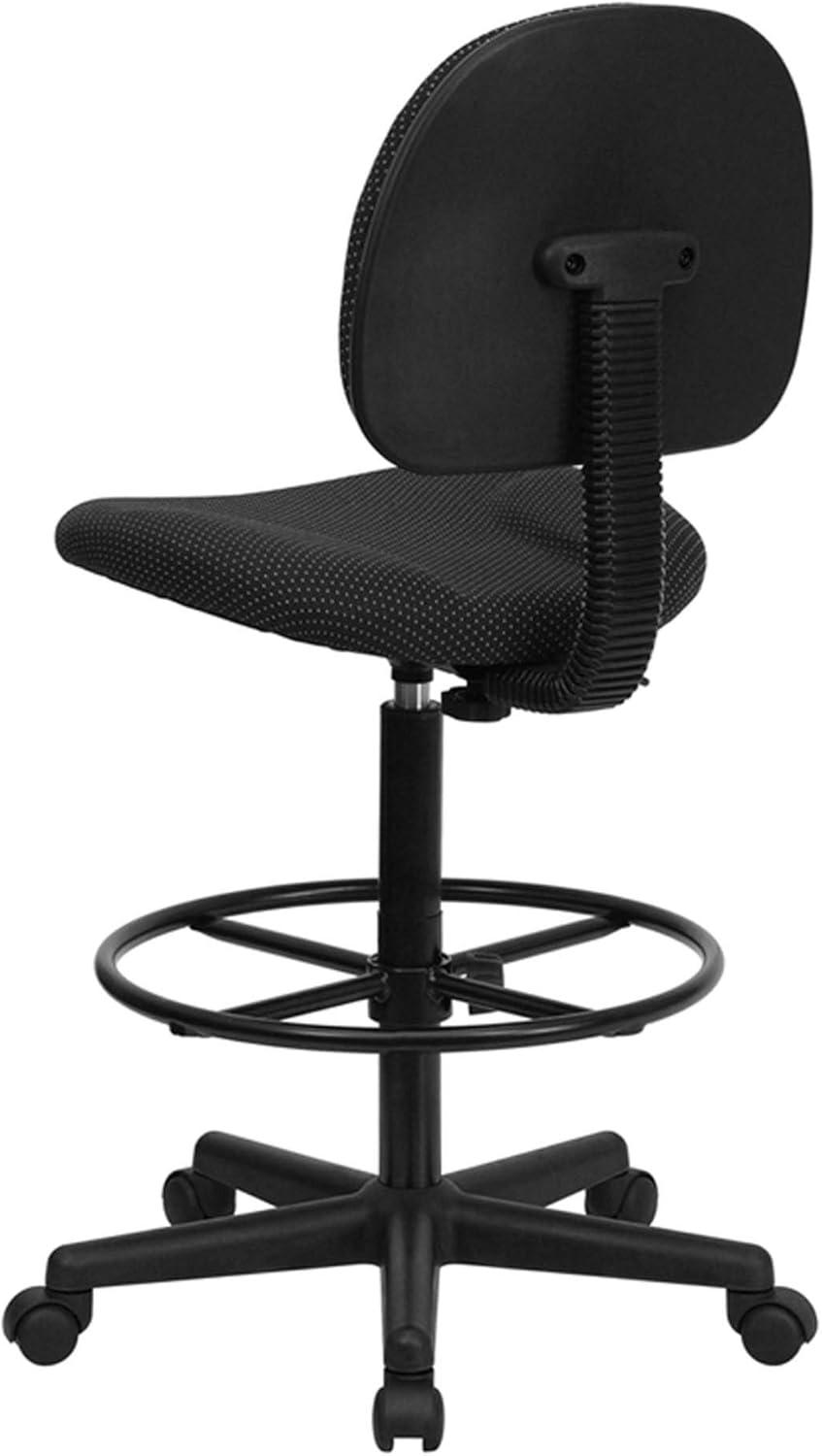 Black Adjustable Swivel Drafting Chair with Foot Ring