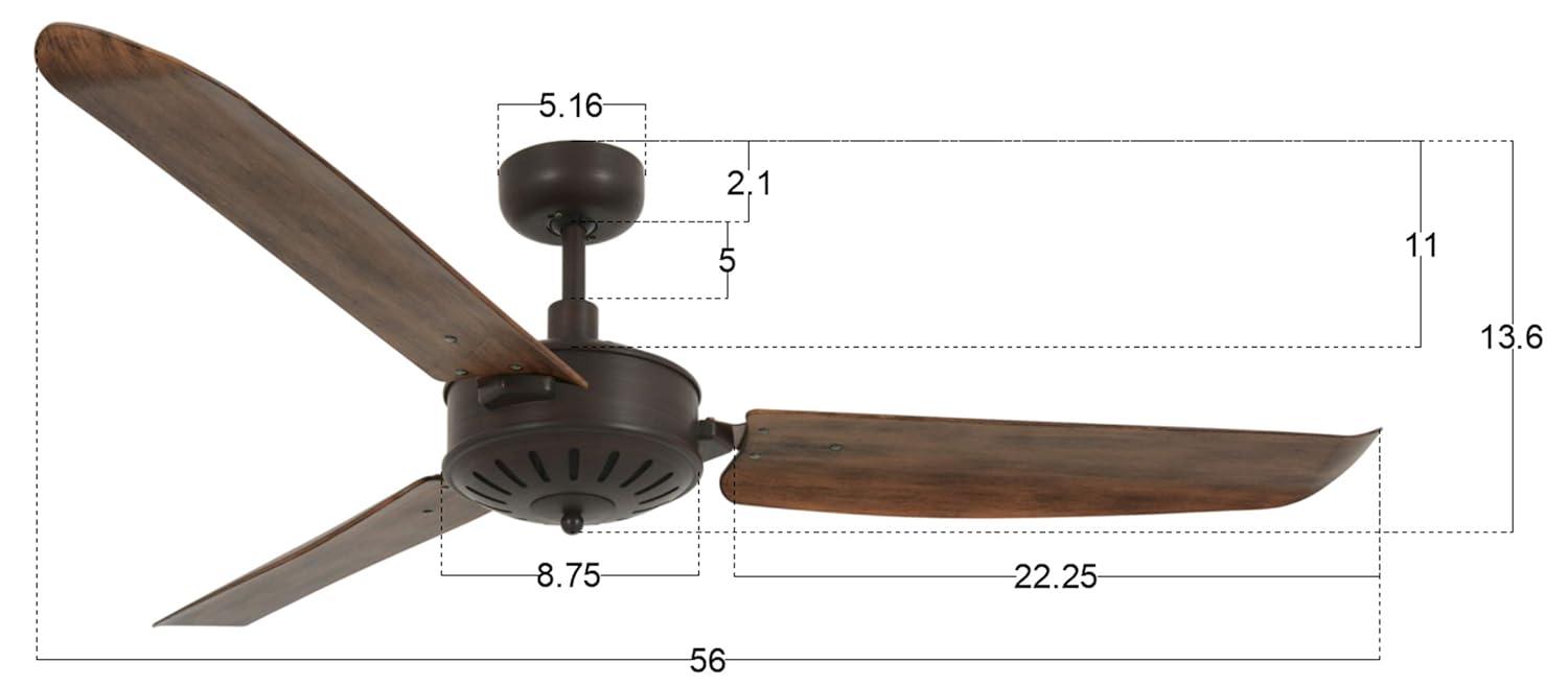 Carolina Oil Rubbed Bronze and Dark Koa 56 in. Ceiling Fan