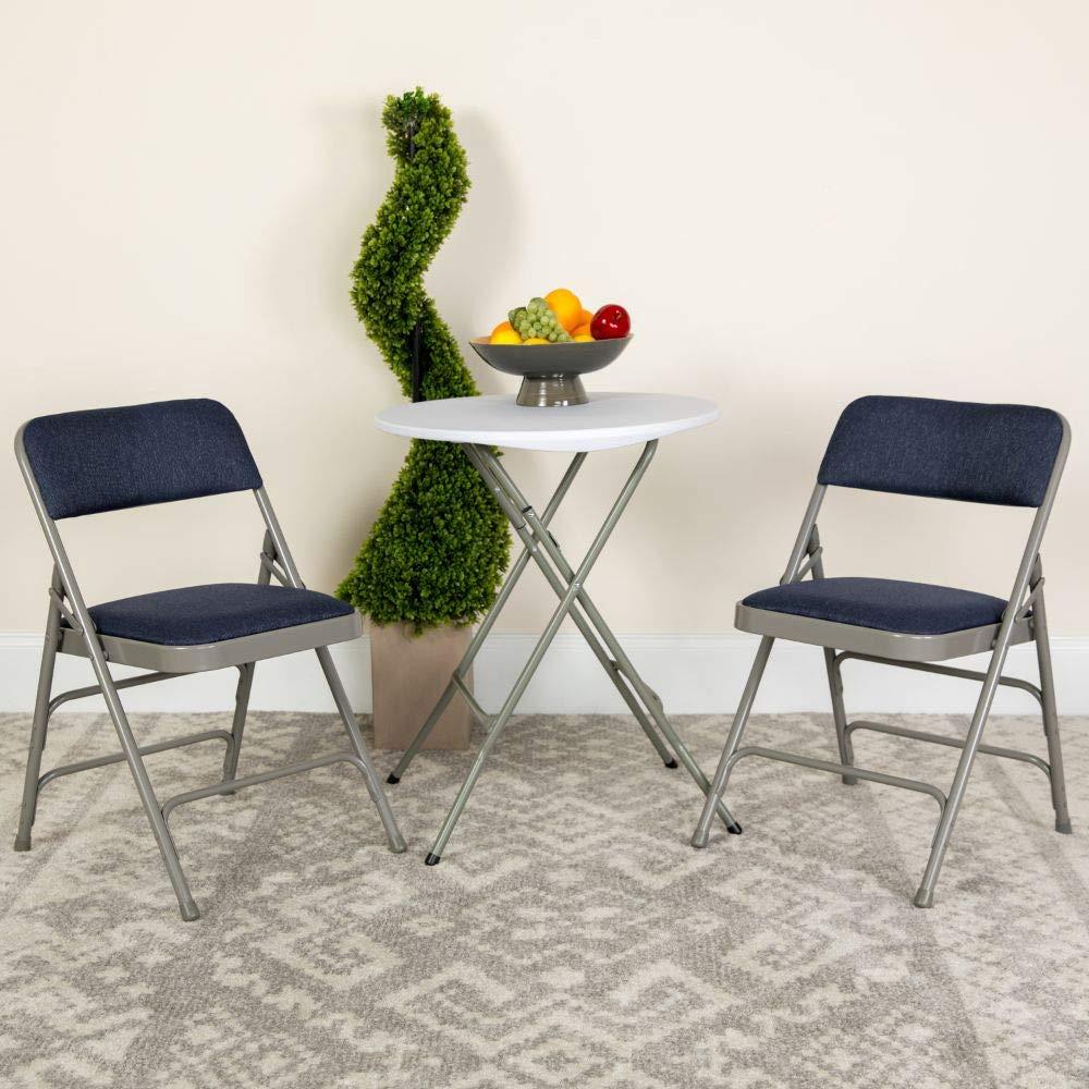 Flash Furniture 4 Pack HERCULES Series Curved Triple Braced & Double Hinged Navy Fabric Metal Folding Chair