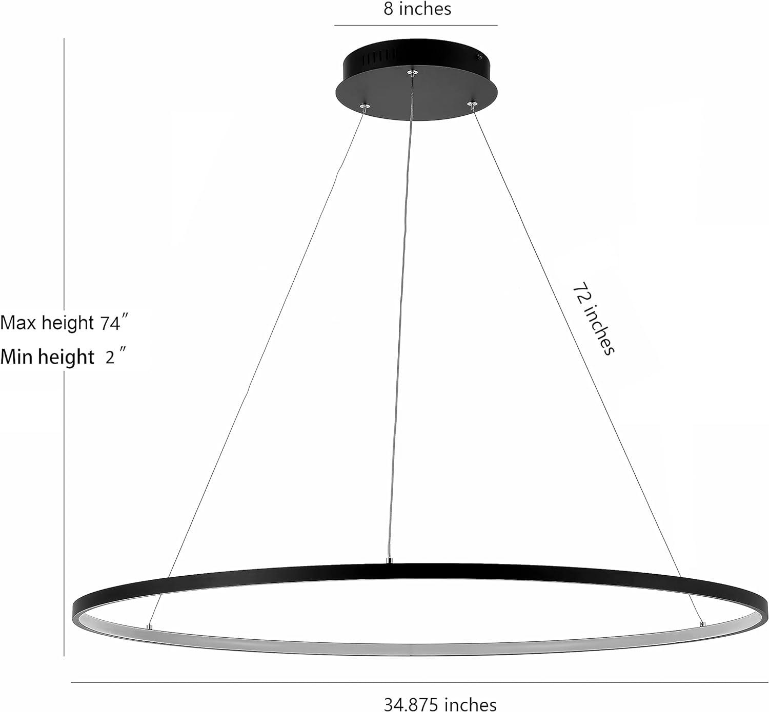 Circulo 35" Metal Round Modern Contemporary LED Integrated Pendant, Black