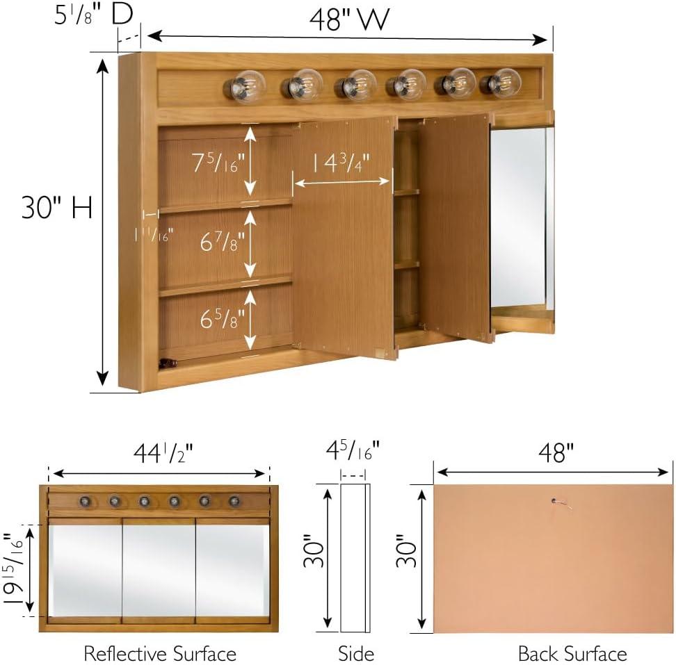 Richland 48-Inch Lighted Wood Medicine Cabinet in Nutmeg Oak