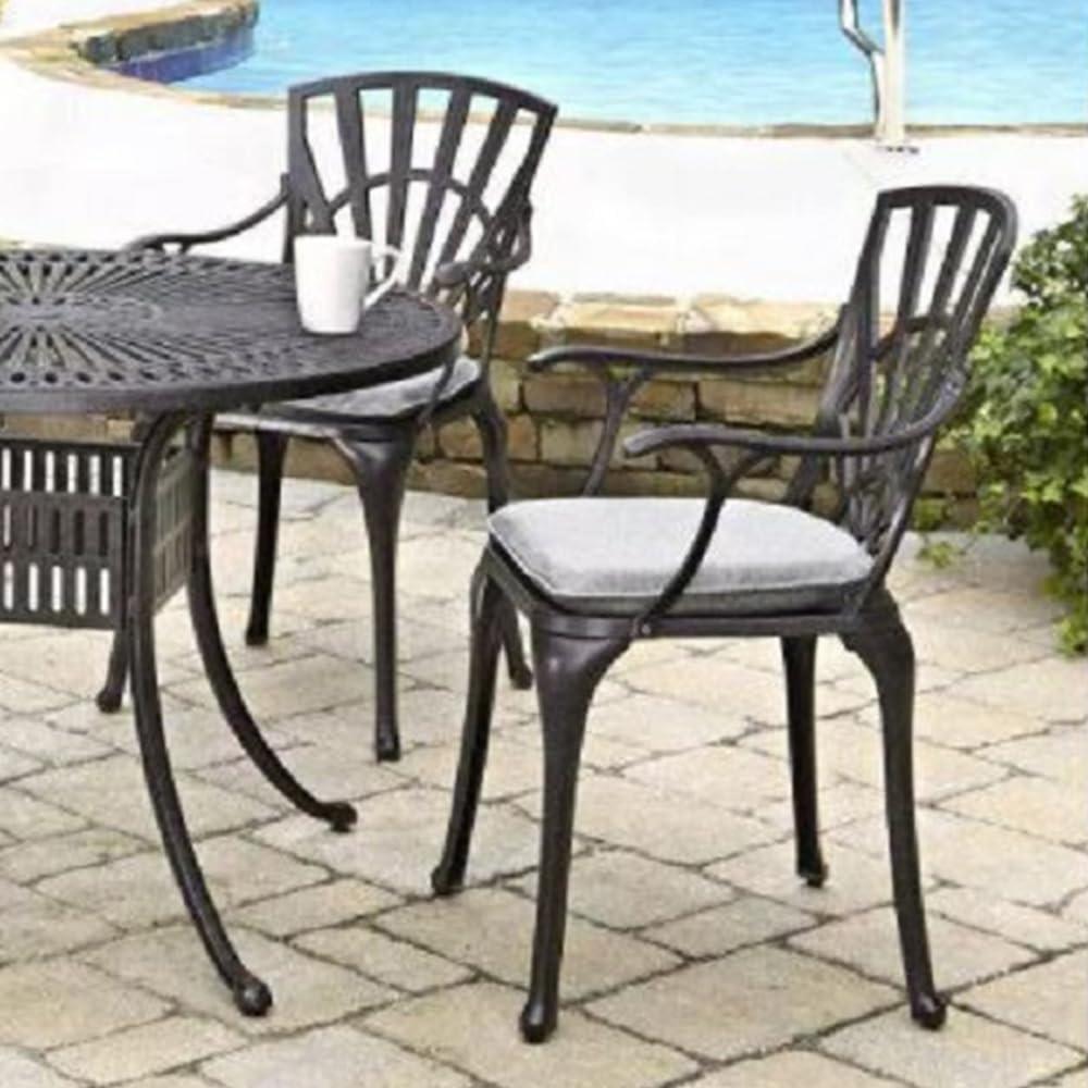 Homestyles Grenada Aluminum Outdoor Chair Pair in Charcoal