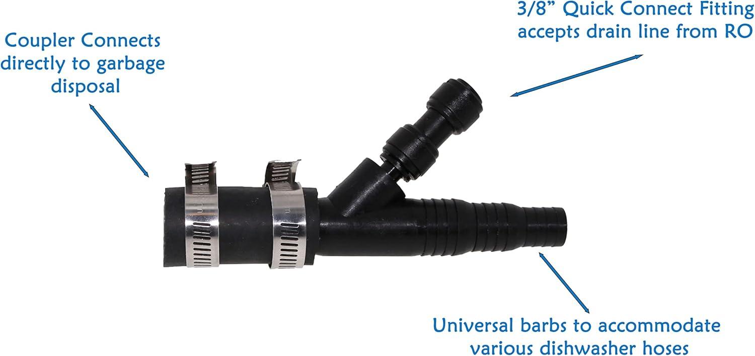 Neo-Pure Universal Garbage Disposal Drain Line Adapter (DLA) With 3/8 - inch Quick Connect Fitting and up to 7/8 - inch fitting for a Dishwasher