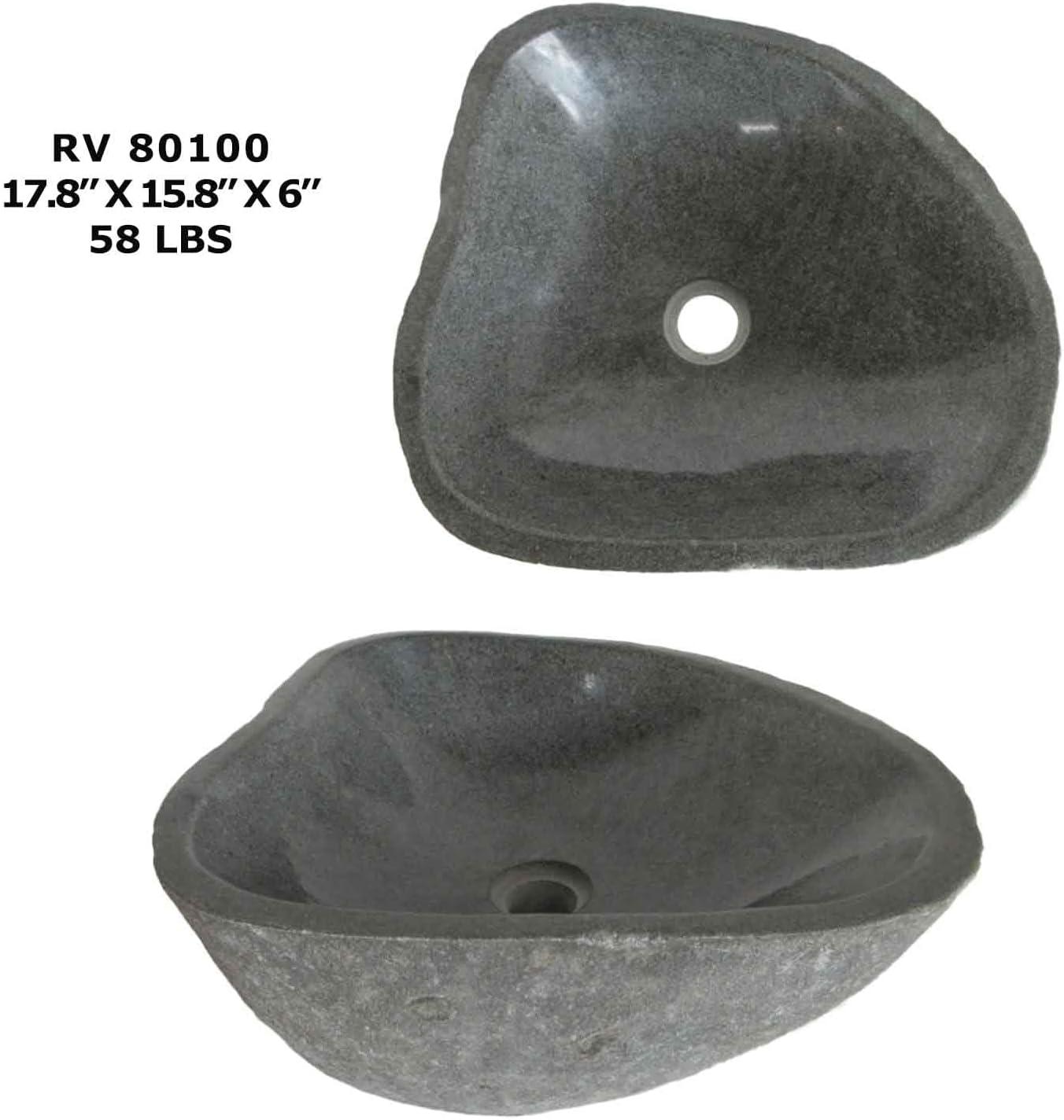 B.o.i 18'' Gray Stone Oval Bathroom Sink