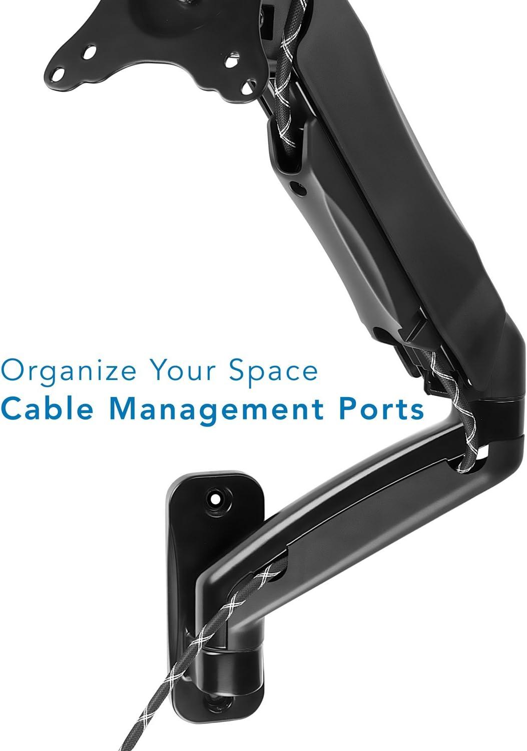 Mount-It! Wall Mount Monitor Arm, Full Motion Gas Spring Arm Fits 13 - 32 Inch Screens with 75 or 100 VESA Patterns, Camper RV Compatible