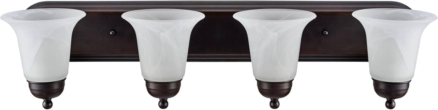 Oil Rubbed Bronze 4-Light Vanity Fixture with Alabaster Glass Shades