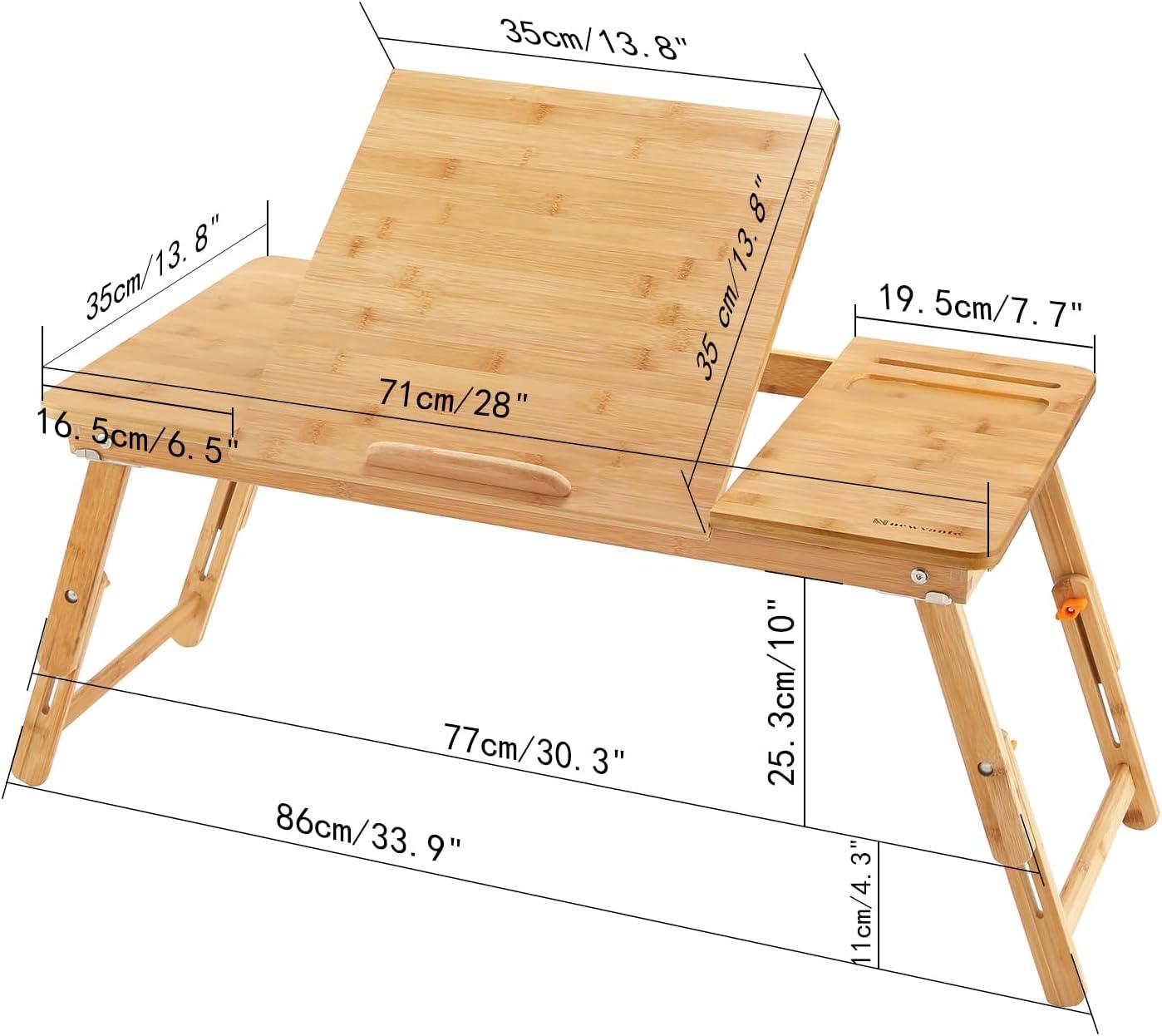 Bamboo Foldable Lap Desks for Laptop, Portable Bed Tray Table, Working,Snack Tray Breakfast Tray Bed Table Drawing Table