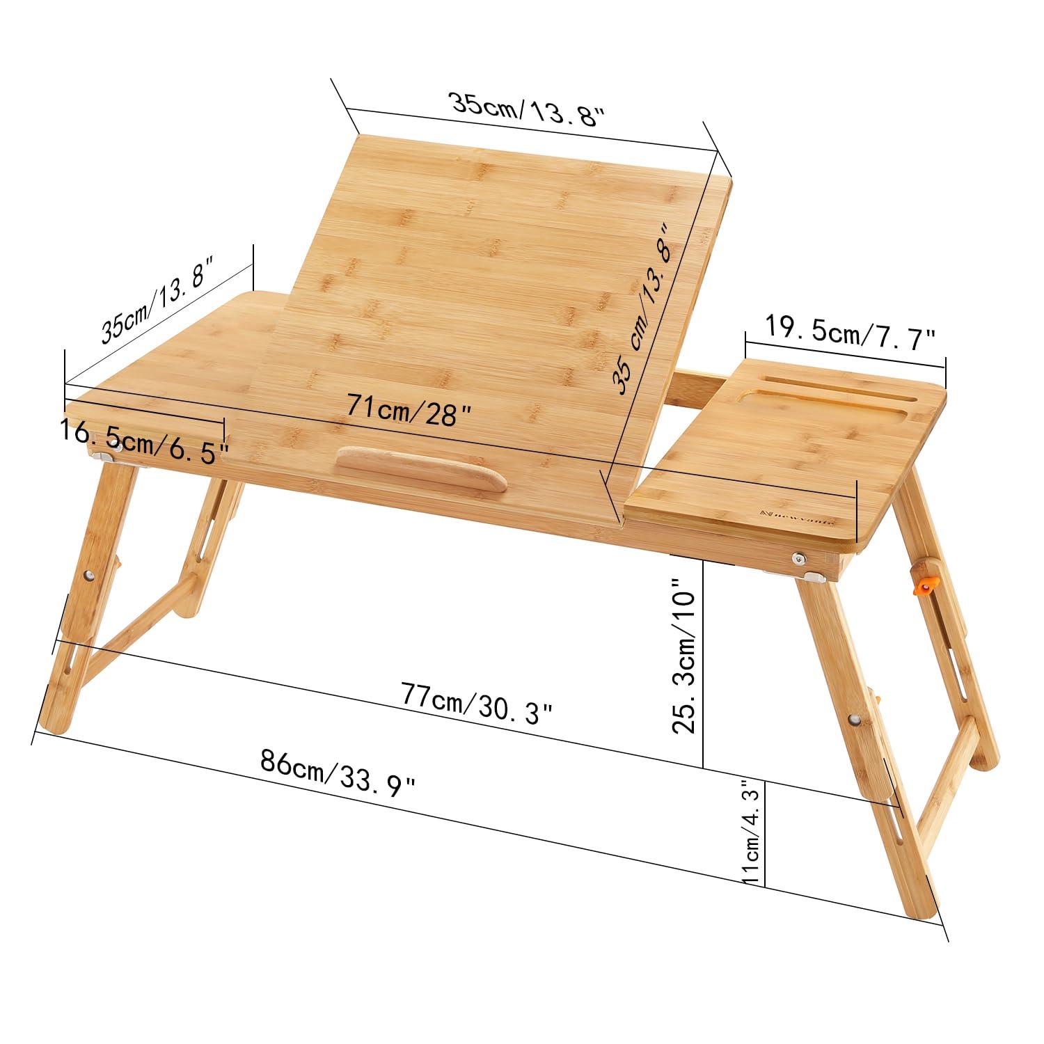 Bamboo Foldable Lap Desks for Laptop, Portable Bed Tray Table, Working,Snack Tray Breakfast Tray Bed Table Drawing Table