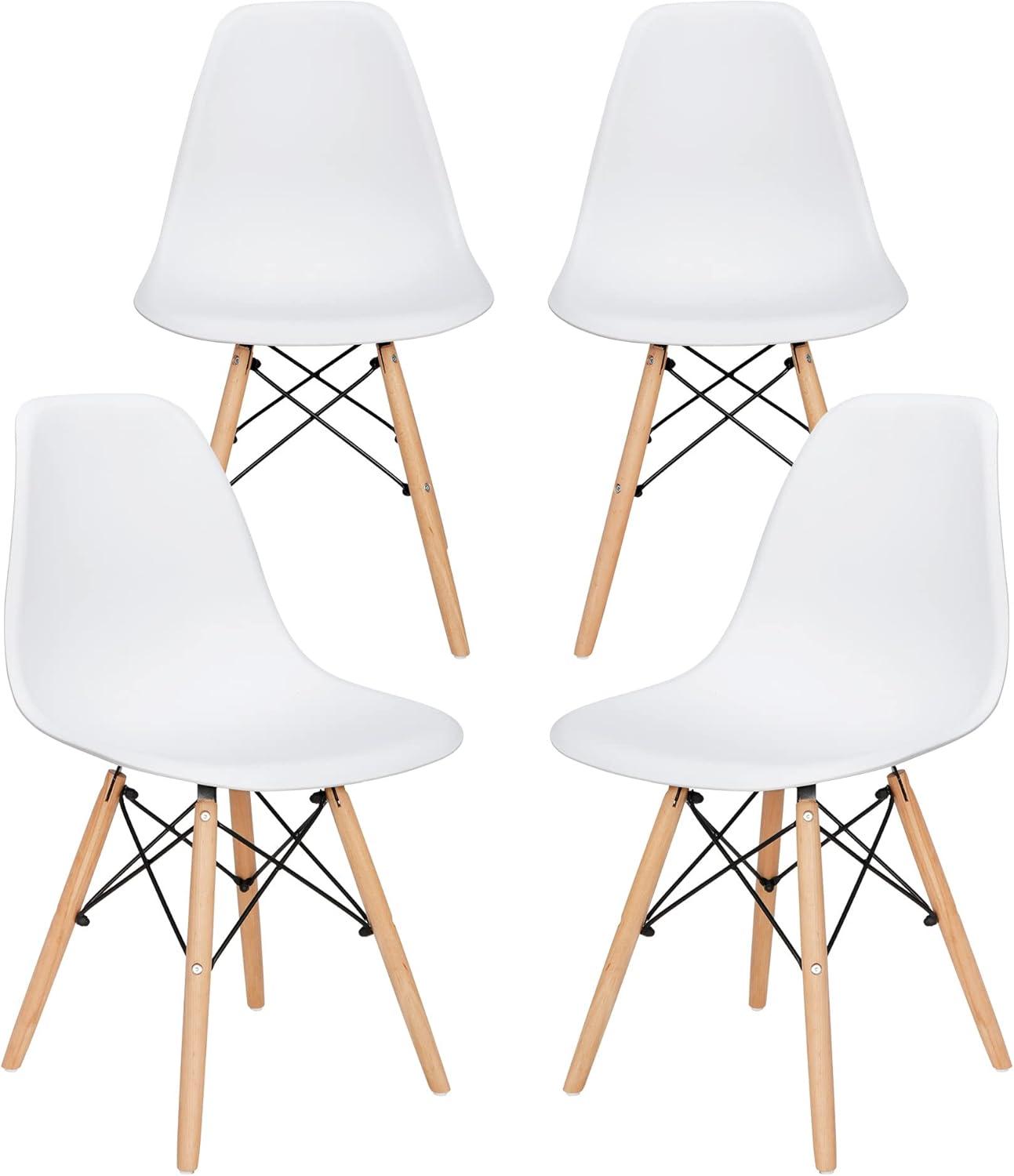 Dining Room Chairs Modern Style, Weight capacity: 211 lbs. Shell, Set of 4, White