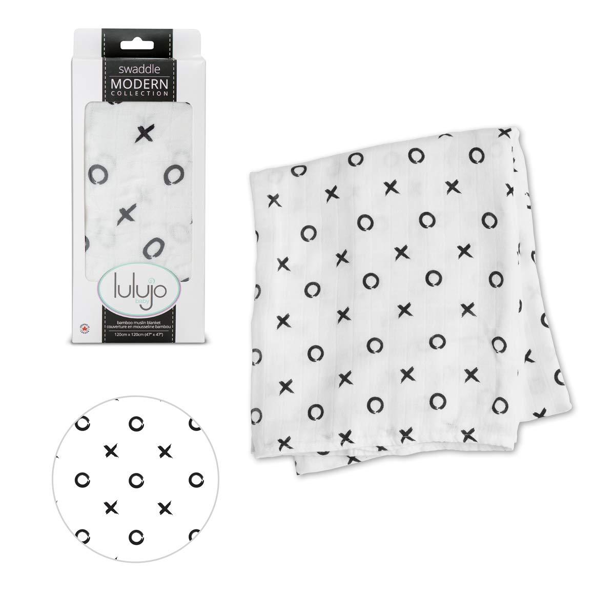 Extra-Large Black and White Bamboo Cotton Muslin Swaddle Blanket