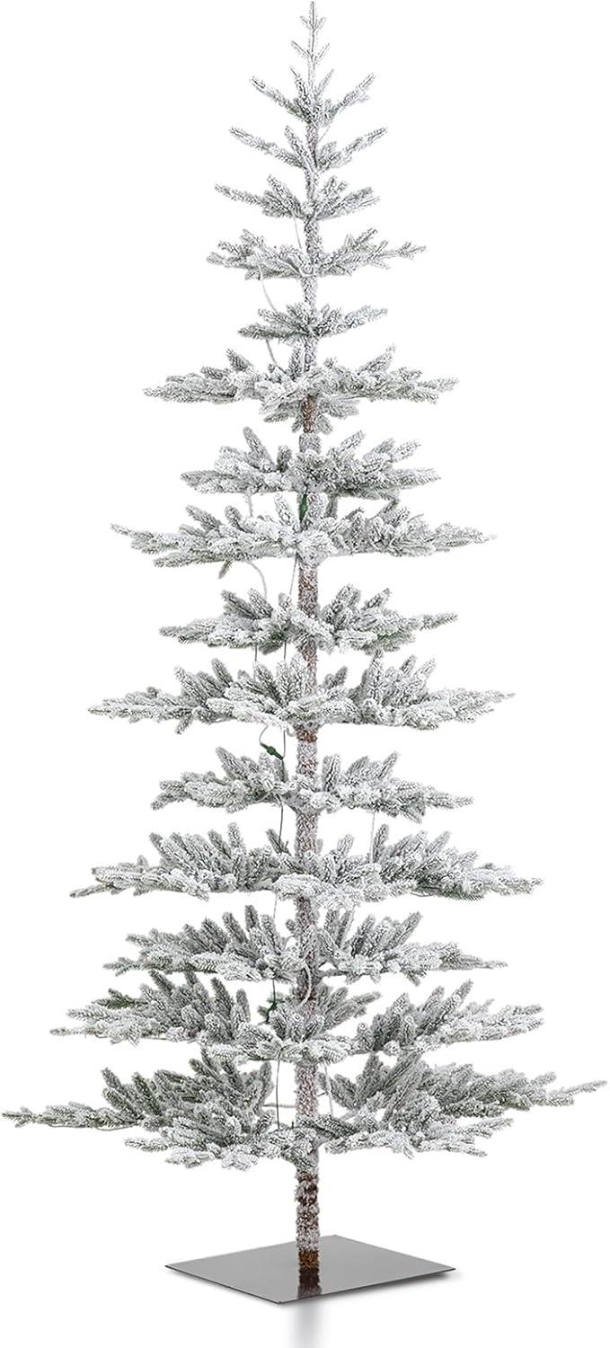 Glitz Design Glitzhome 9ft Deluxe Pre-Lit Flocked Pine Artificial Christmas Tree with 650 Warm White