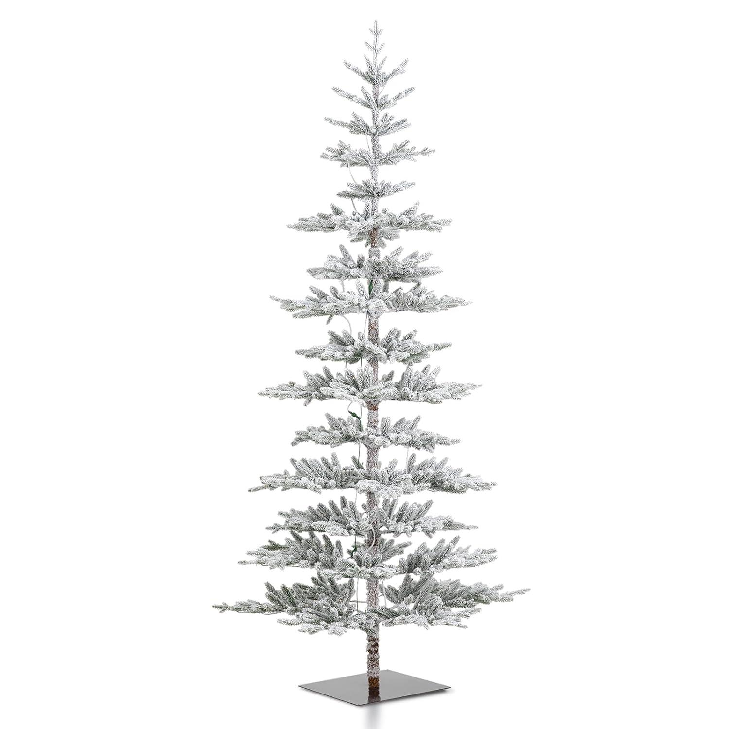 Glitz Design Glitzhome 9ft Deluxe Pre-Lit Flocked Pine Artificial Christmas Tree with 650 Warm White