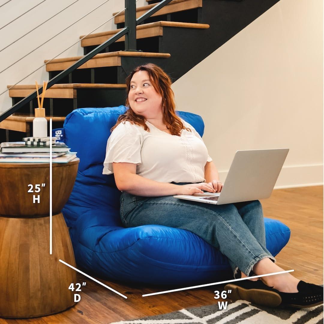 Big Joe Roma Bean Bag Chair for Lounging and Gaming, Nylon Polyester Blend, Sapphire