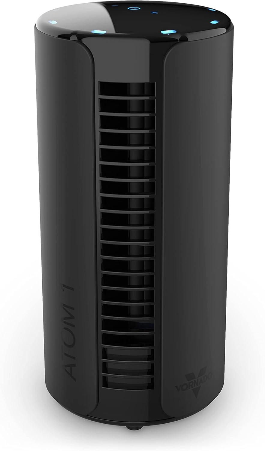 Vornado Atom 1 Black Compact Oscillating Tower Fan with 4 Speeds