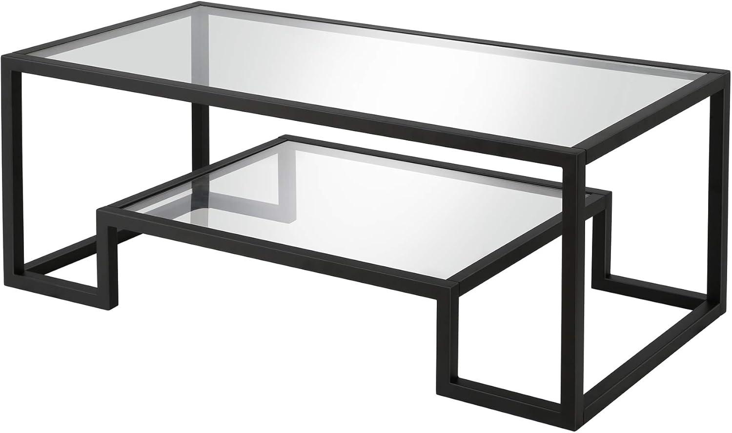 Metal Glass Geometric Coffee Table in Black  - Henn&Hart