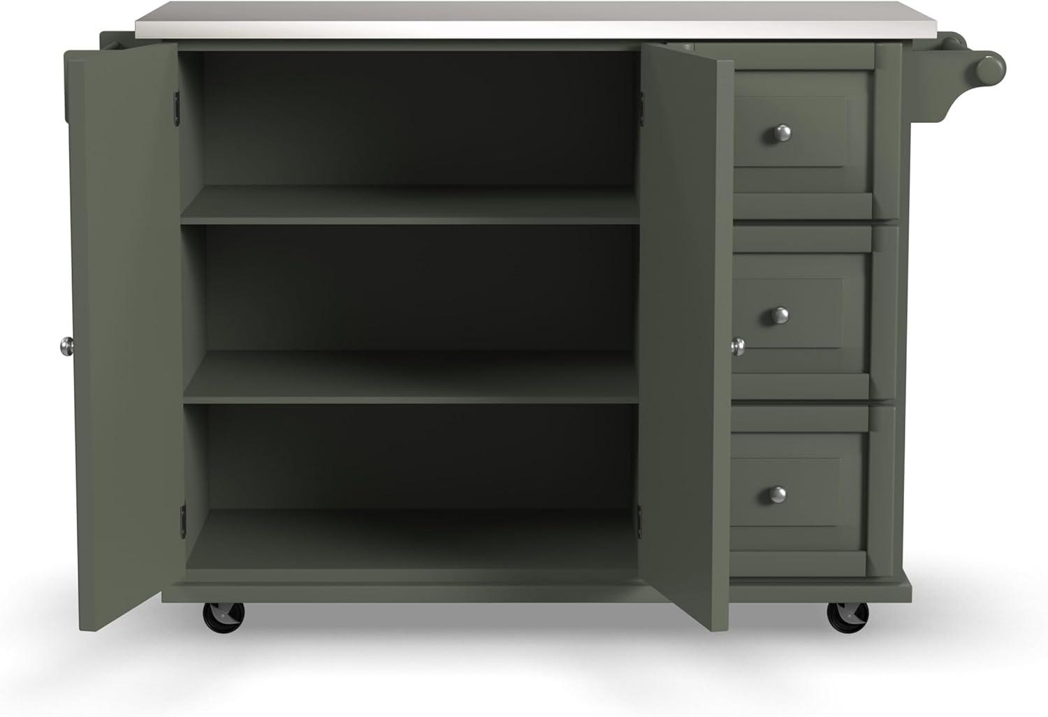 Homestyles Dolly Madison Engineered Wood Kitchen Cart in Sage Green/Nickel