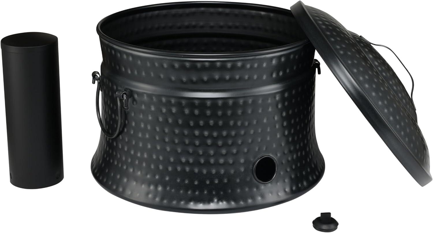 Charcoal Alloy Outdoor Water Hose Holder Pot with Lid