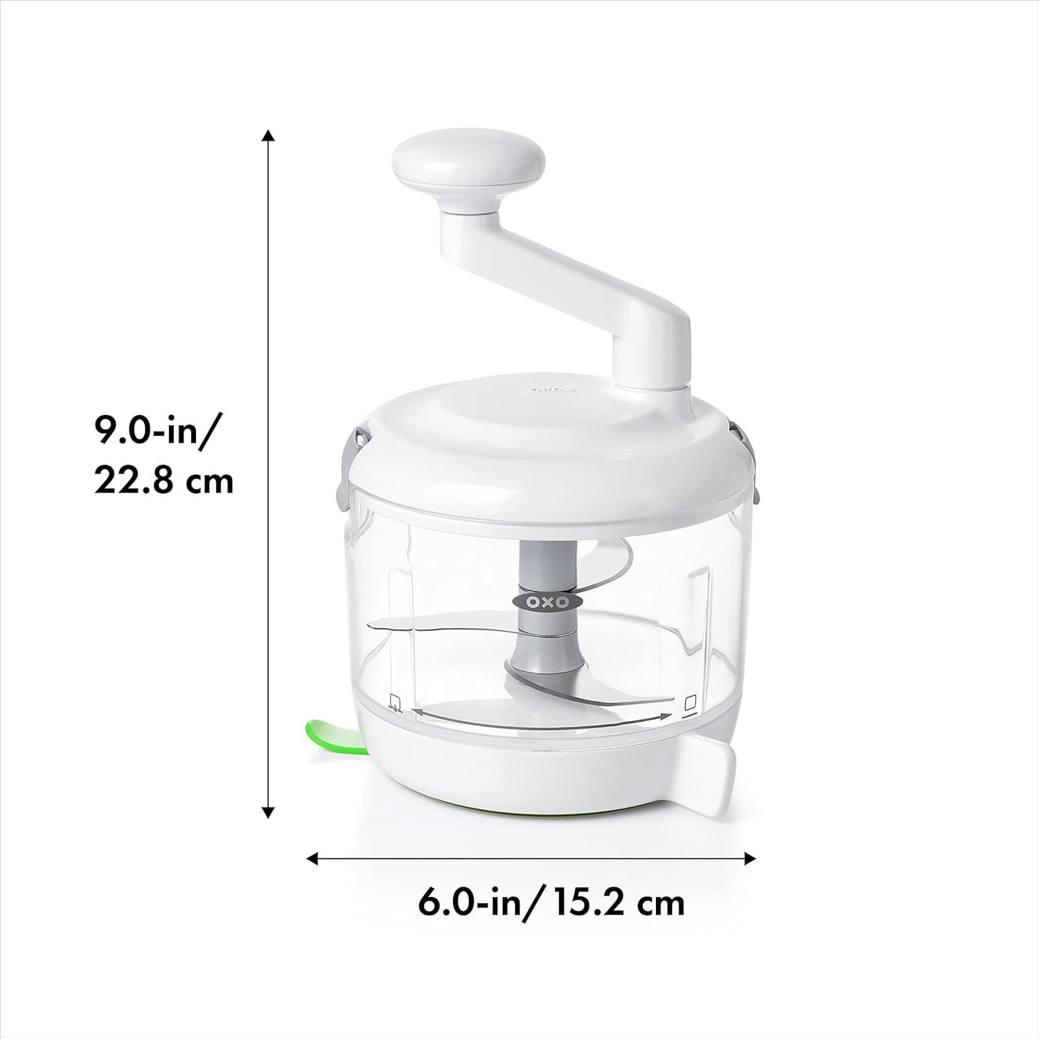 OXO White and Clear Manual Food Processor with Stainless Steel Blades