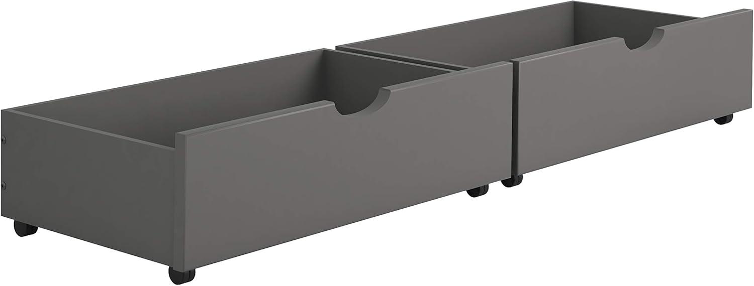 Dark Grey Pine Wood Dual Underbed Storage Drawers