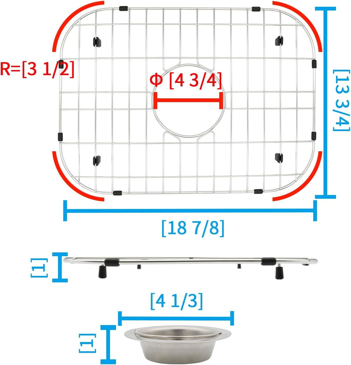 Rectangular Stainless Steel Sink Grid with Center Drain