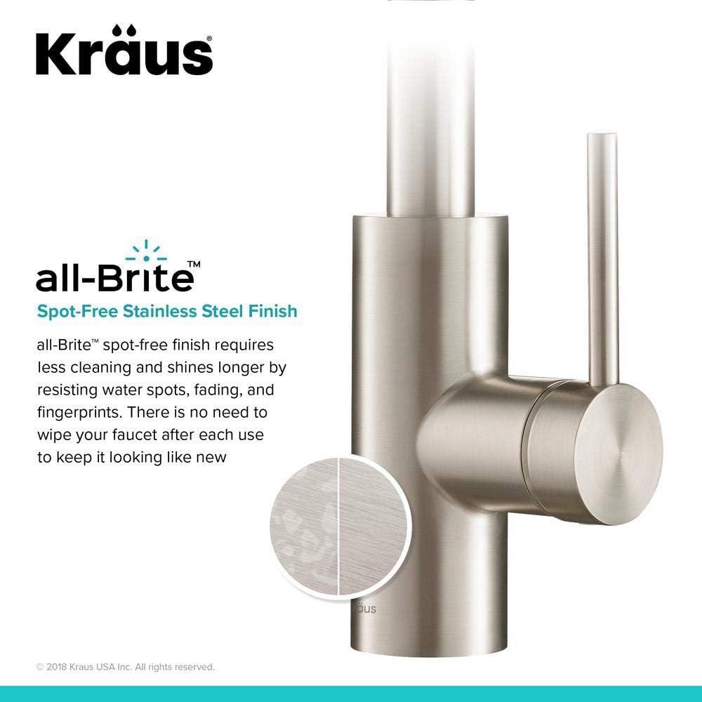 KRAUS Oletto Single Handle Pull Down Kitchen Faucet with QuickDock Top Mount Installation Assembly