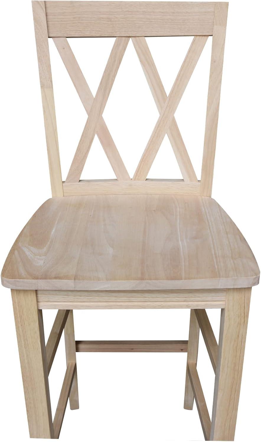 30" Double X-Back Counter Height Barstool Unfinished - International Concepts: Solid Wood, Armless