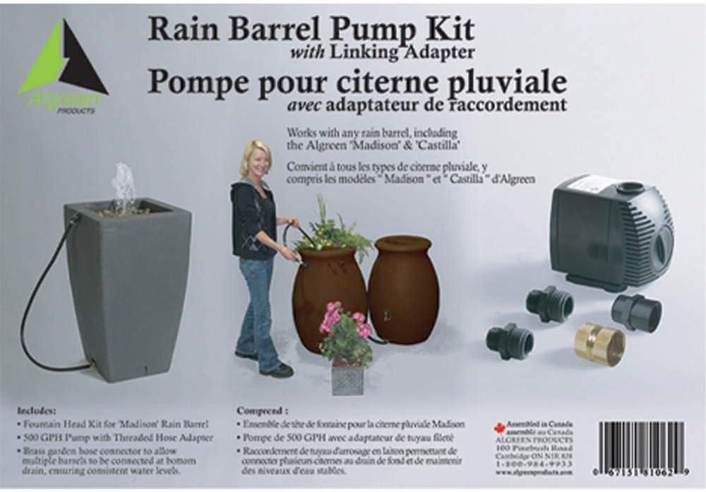 Algreen Rain Water Collection Barrel Drum 500GPH Garden Watering System Pump