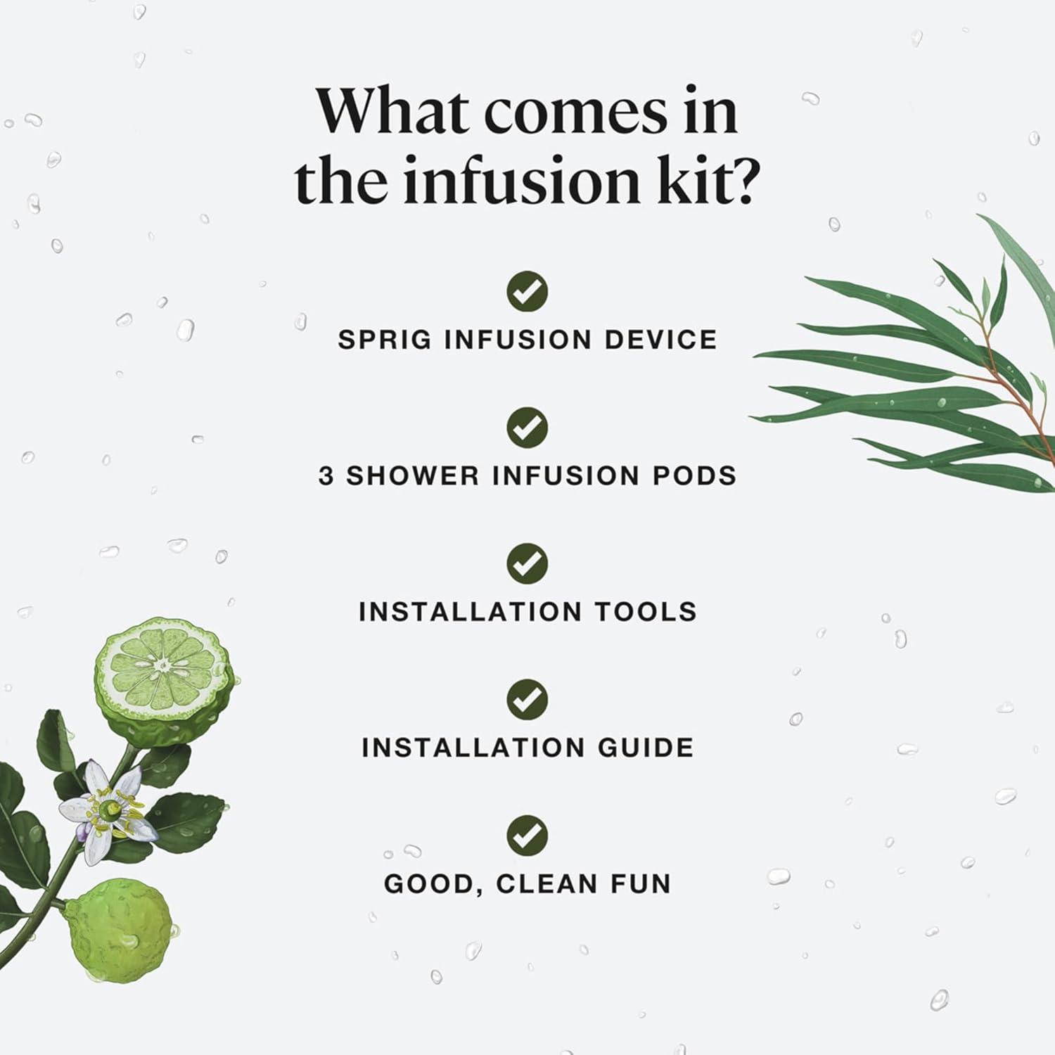 Sprig by Kohler Shower Infusion Starter Kit, Clean Aromatherapy Infused With Skin and Hair-Loving Ingredients, White/Chrome