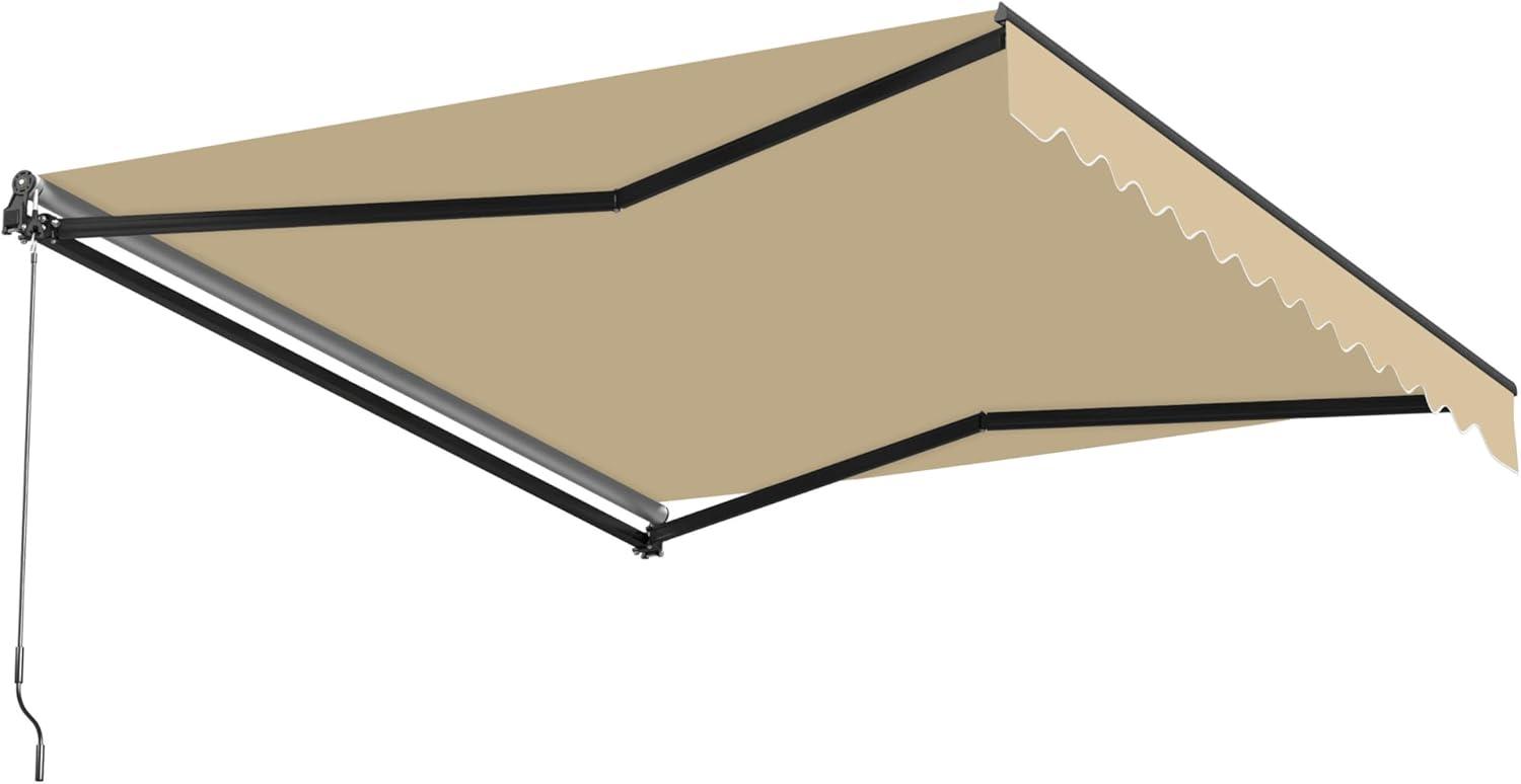 Retractable Home Patio Awning | Deck Canopy |UV Protection Sunshade | Manual Black Frame | Upgraded 2024