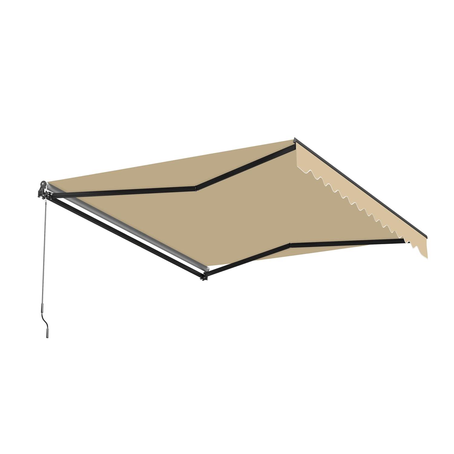 Retractable Home Patio Awning | Deck Canopy |UV Protection Sunshade | Manual Black Frame | Upgraded 2024