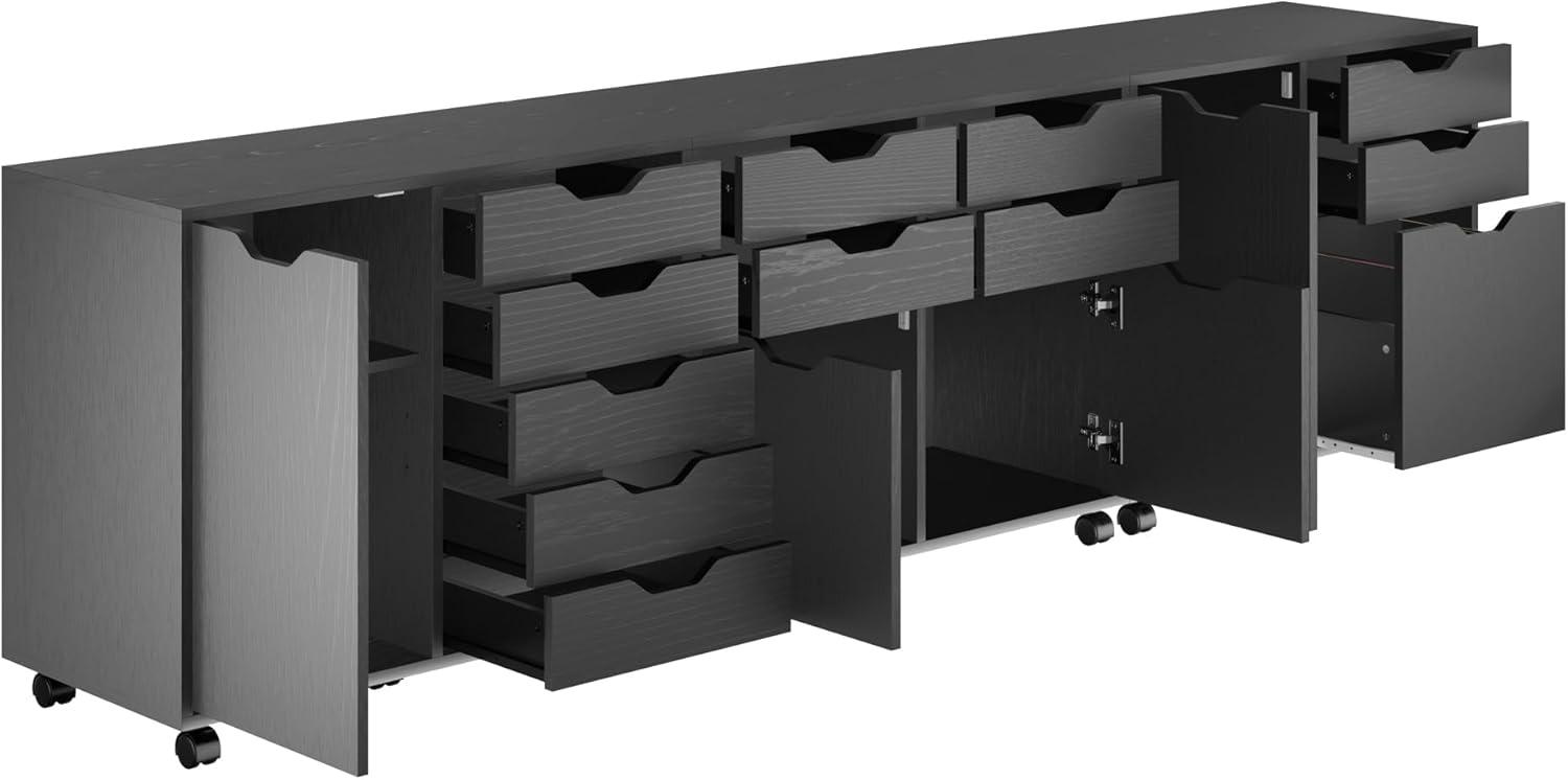 Winsome Wood Halifax 3-Pc Cabinet Set with File Drawer, Black Finish
