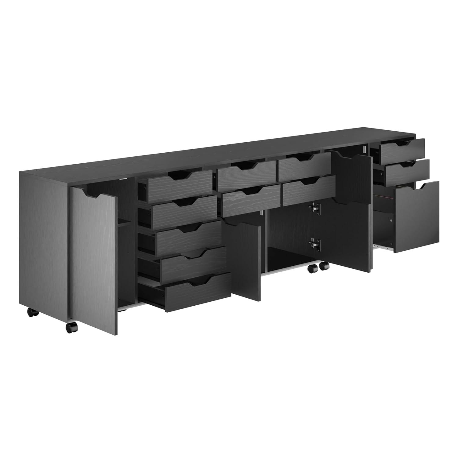 Winsome Wood Halifax 3-Pc Cabinet Set with File Drawer, Black Finish