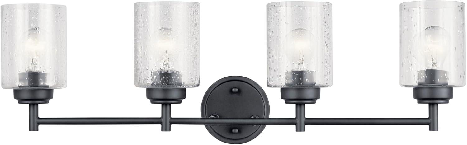 Winslow 30" Black Vanity Light with Seeded Glass Shades