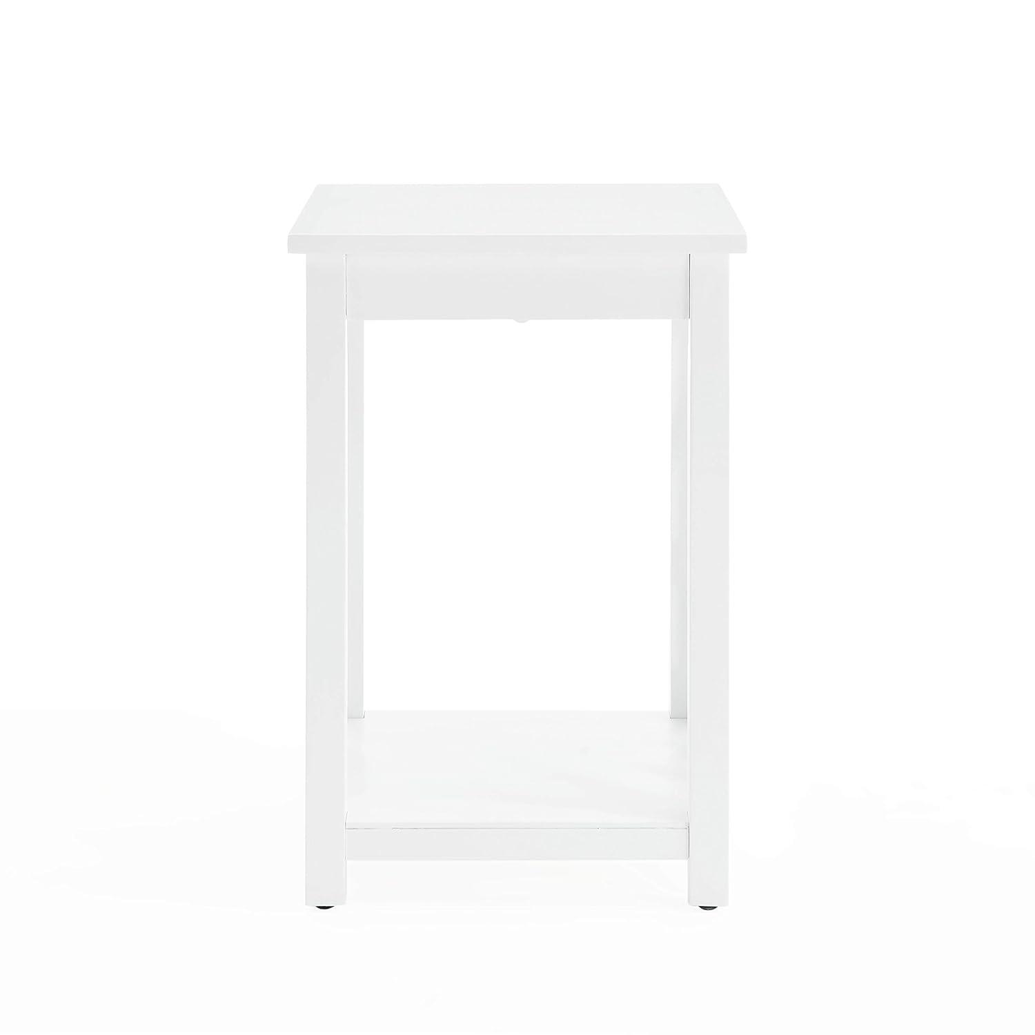 Alaterre Furniture Coventry Wood End Table with Tray and Bottom Shelf, Modern Accent Furniture, White