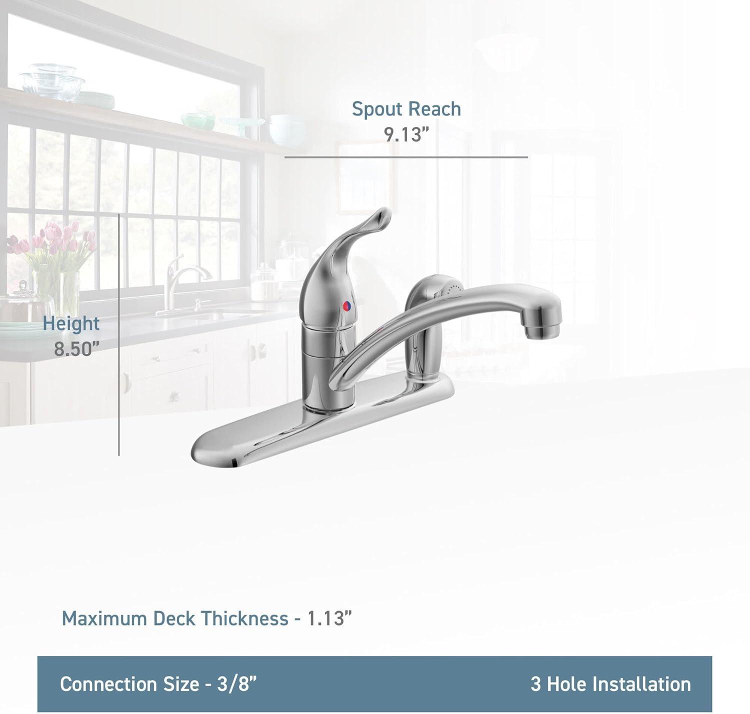 Classic Chrome Deck-Mounted Kitchen Faucet with Pull-Out Spray