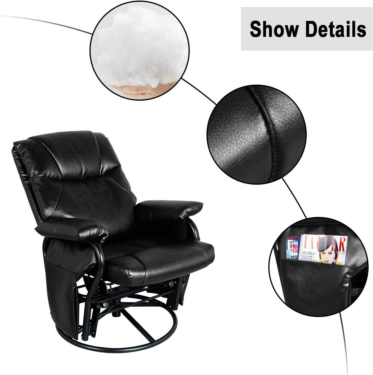 LAZZO Glider Chairs Rocking Chair, Metal Glider Chair with Removable Points and Armrests, for Outdoors, Garden, Deck, Black