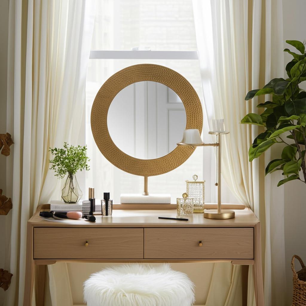 Sagebrook Home Metal 21" Hammered Mirror On Stand, Gold