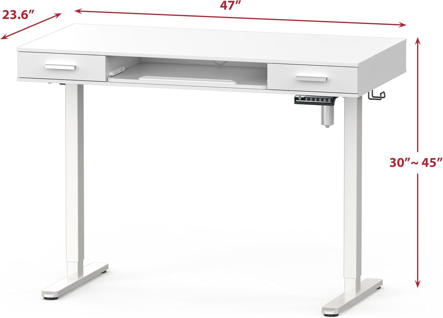 SHW Electric Height Adjustable Desk with Drawer and Keyboard Tray