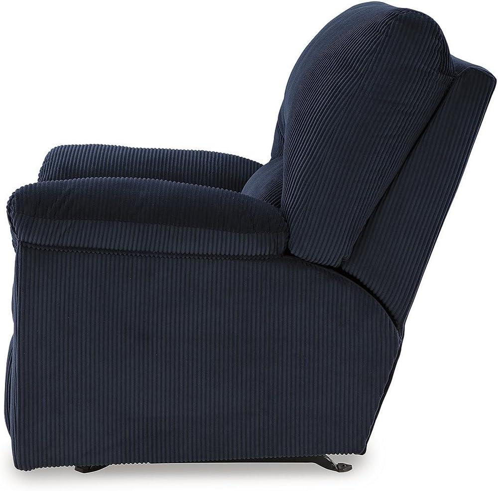 Navy Blue Corduroy Contemporary Recliner with Pillow-Top Arms