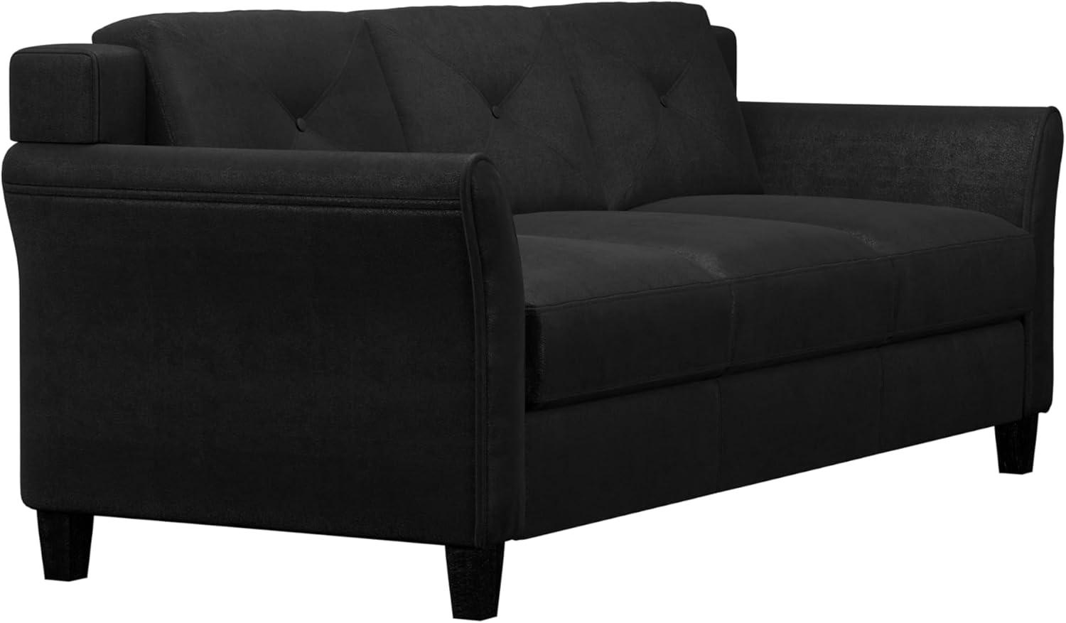 LifeStyle Solutions Hartford Modern Microfiber Sofa in Black