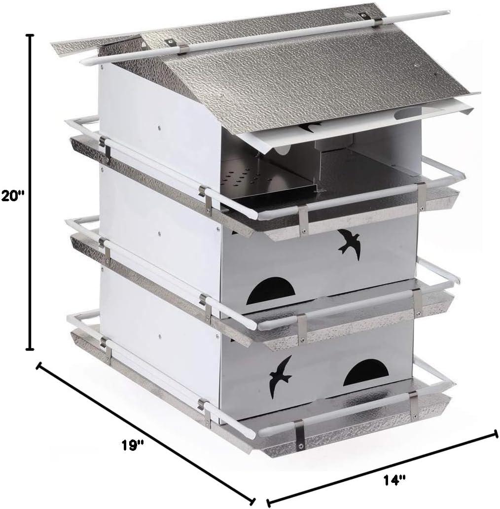 Birds Choice 20" Silver Purple Martin House Watersedge Suites: Aluminum, Weather-Resistant, Pole Mount