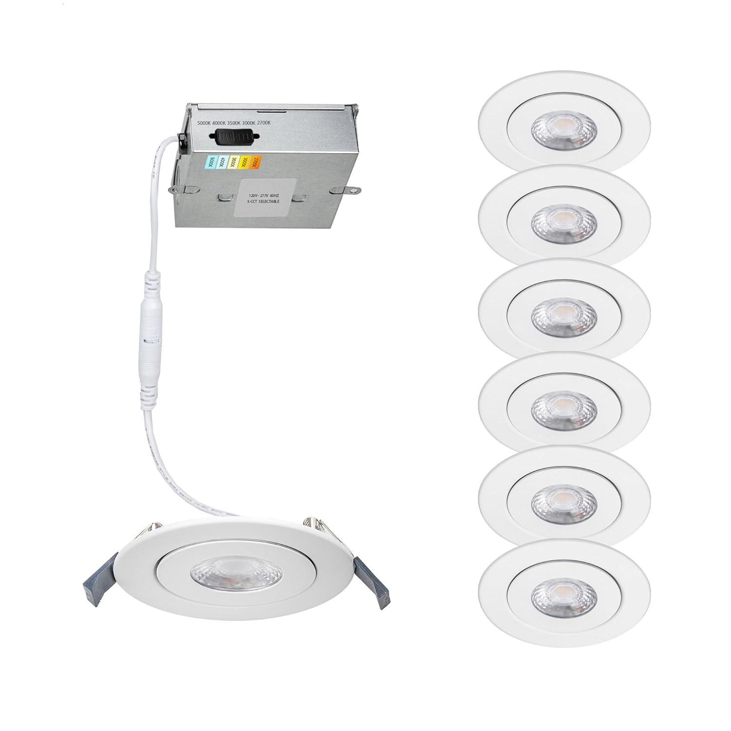 Lotos 4.75'' Selectable Color Temperature Dimmable Air-Tight IC Rated LED Canless Recessed Lighting Kit