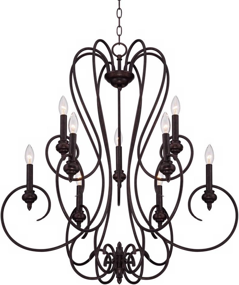 Franklin Iron Works Channing Bronze Chandelier 30 1/2" Wide Curved Scroll 9-Light Fixture for Dining Room House Foyer Kitchen Island Entryway Bedroom