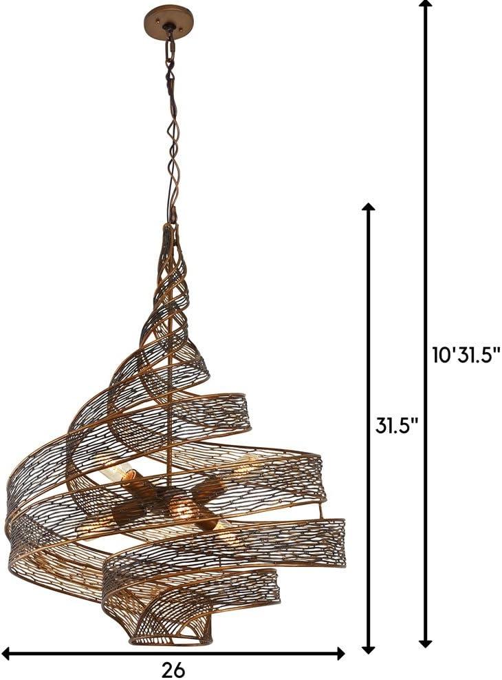 Hammered Ore Finish Hand-Forged Steel 6-Light Pendant