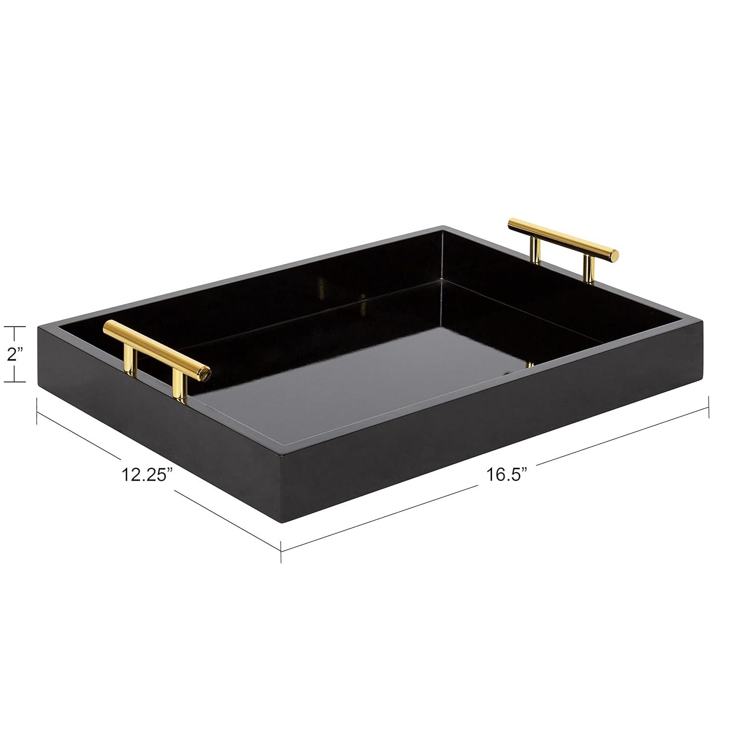 Kate and Laurel Lipton Tray, 16.5x12.25, Black and Gold